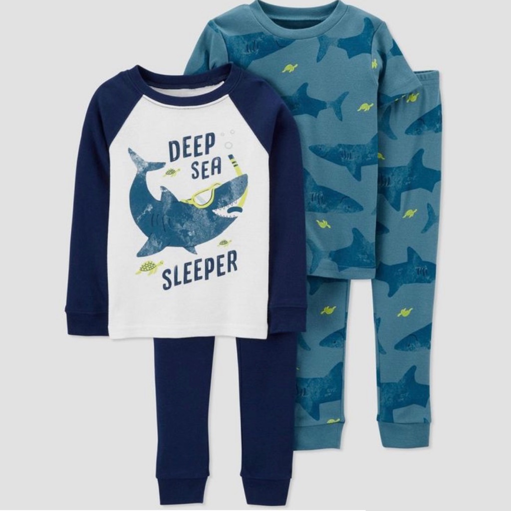 Just One You By Carter’s Toddler Boys' 4pc Sharks Snug Fit Pajamas - Nwt